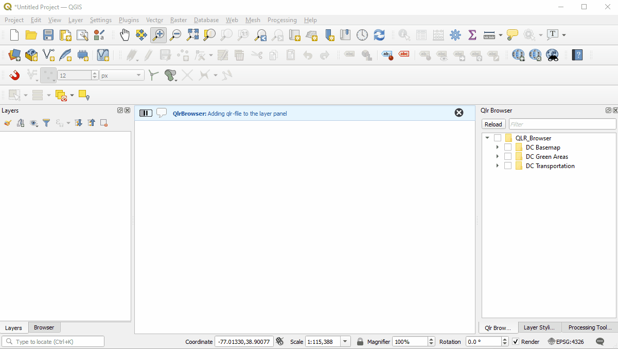 Working with the QLR Browser Panel